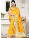 Mustard Patch Border Work Art Silk Traditional Designer Saree