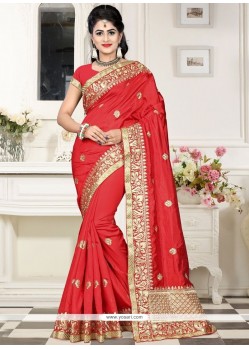 Art Silk Patch Border Work Traditional Saree