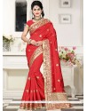 Art Silk Patch Border Work Traditional Saree