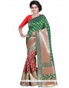 Weaving Work Green And Red Art Silk Traditional Saree