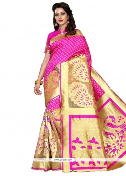 Hot Pink Weaving Work Traditional Designer Saree