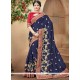 Navy Blue Embroidered Work Designer Traditional Saree