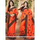 Patch Border Work Orange Traditional Designer Saree