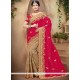 Beige And Hot Pink Crepe Silk Designer Half N Half Saree