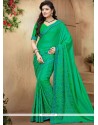 Embroidered Crepe Silk Designer Traditional Saree In Green