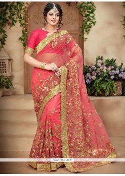 Net Pink Classic Designer Saree