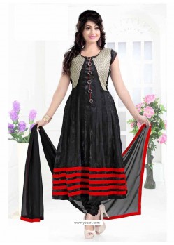 Black Cotton Silk Anarkali Suit