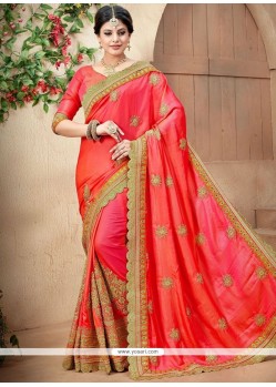 Crepe Silk Rose Pink Traditional Designer Saree