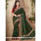 Raw Silk Green Patch Border Work Designer Traditional Saree