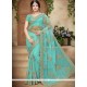 Patch Border Net Designer Saree In Blue