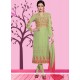 Resham Work Green Churidar Suit