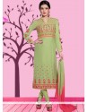 Resham Work Green Churidar Suit