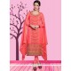 Peach Resham Work Cotton Churidar Suit