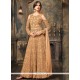 Net Brown Floor Length Anarkali Suit