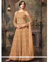 Net Brown Floor Length Anarkali Suit