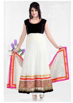 White And Black Georgette Anarkali Suit