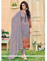 Satin Silk Print Work Churidar Designer Suit