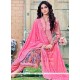 Pink Print Work Satin Silk Churidar Designer Suit