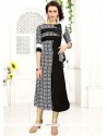 Print Work Black Rayon Party Wear Kurti