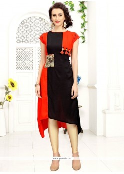 Black And Orange Party Wear Kurti