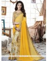 Faux Georgette Embroidered Work Printed Saree