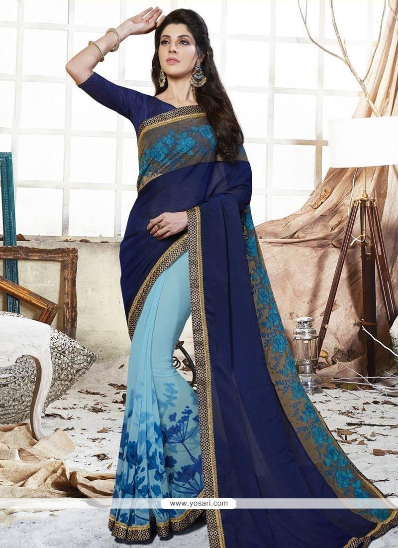 Blazing Multi Color Georgette Printed Saree