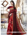 Faux Georgette Multi Colour Embroidered Work Printed Saree