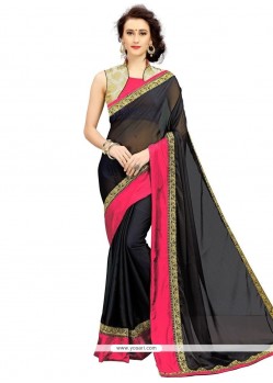 Chiffon Satin Black Saree