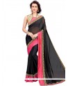 Chiffon Satin Black Designer Saree