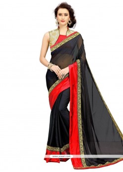 Black Chiffon Satin Classic Saree