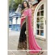 Faux Georgette Black And Pink Embroidered Work Designer Half N Half Saree