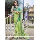 Green Embroidered Work Shaded Saree