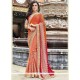 Faux Georgette Peach Shaded Saree