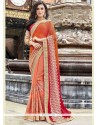 Faux Georgette Peach Shaded Saree