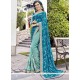 Faux Georgette Blue Patch Border Work Shaded Saree