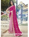 Embroidered Work Hot Pink And Pink Faux Georgette Designer Half N Half Saree