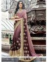 Patch Border Faux Georgette Shaded Saree In Brown