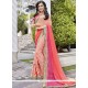 Peach Embroidered Work Faux Georgette Shaded Saree