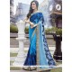 Blue Patch Border Work Faux Georgette Shaded Saree