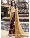 Beige And Brown Designer Half N Half Saree