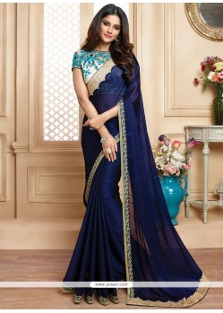 Satin Resham Work Designer Saree