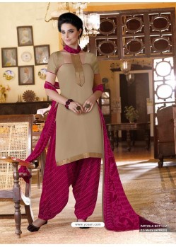 Magenta Cotton Punjabi Patiala Suit