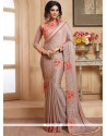 Faux Chiffon Beige And Peach Designer Saree