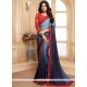 Embroidered Work Blue Shaded Saree