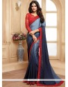 Embroidered Work Blue Shaded Saree