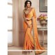 Orange Lace Work Satin Classic Designer Saree