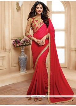 Satin Resham Work Shaded Saree