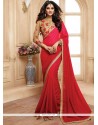 Satin Resham Work Shaded Saree