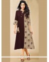 Rayon Brown Print Work Party Wear Kurti