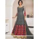 Zari Work Net Grey Floor Length Anarkali Suit